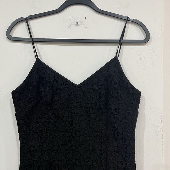 White House Black Market Black Lace Bodycon Dress Size 4 Spaghetti Strap - Picture 2 of 7